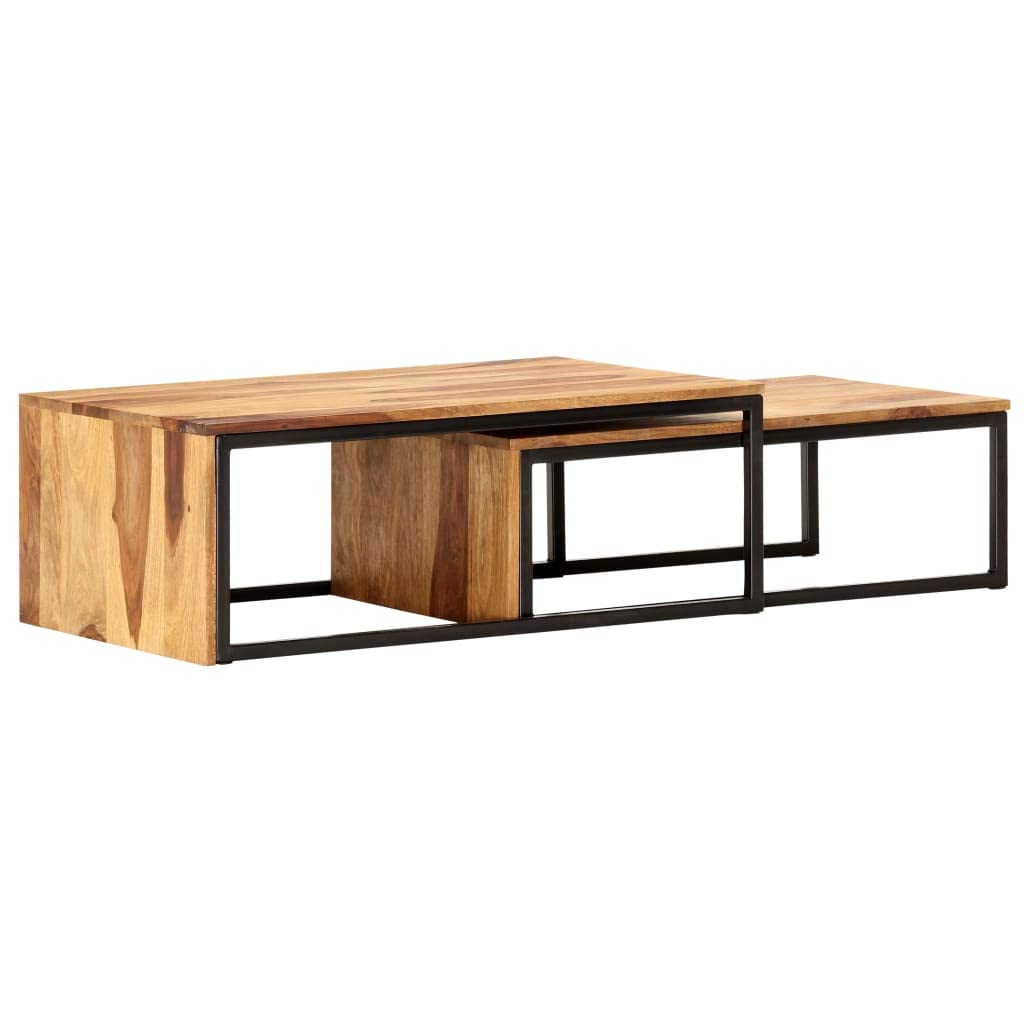 2 pcs Solid Sheesham Wood Nesting Tables T68861
