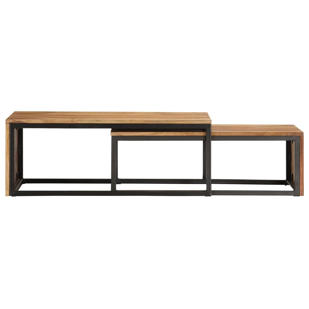 2 pcs Solid Sheesham Wood Nesting Tables T68861