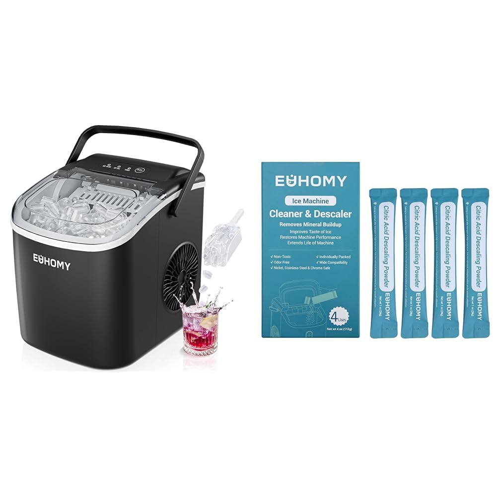 Countertop Ice Maker Machine with Handle, 26lbs in 24Hrs, 9 Ice Cubes Ready in 6 Mins H7299