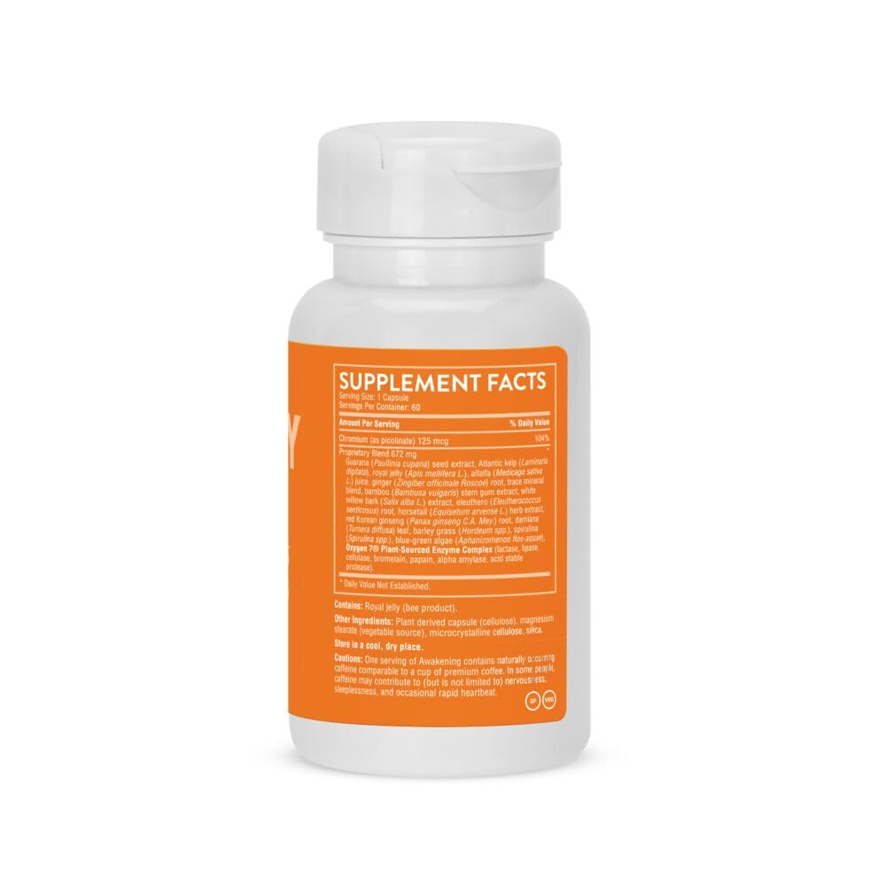 Natural Energy & Focus Supplement with Panax Ginseng, Guarana Extract & Chromium Picolinate, 60 Caps S829