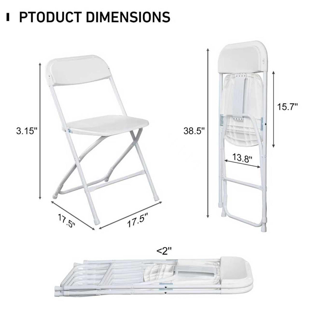 10 Pack White Folding Chairs 350LBS Capacity Steel A843