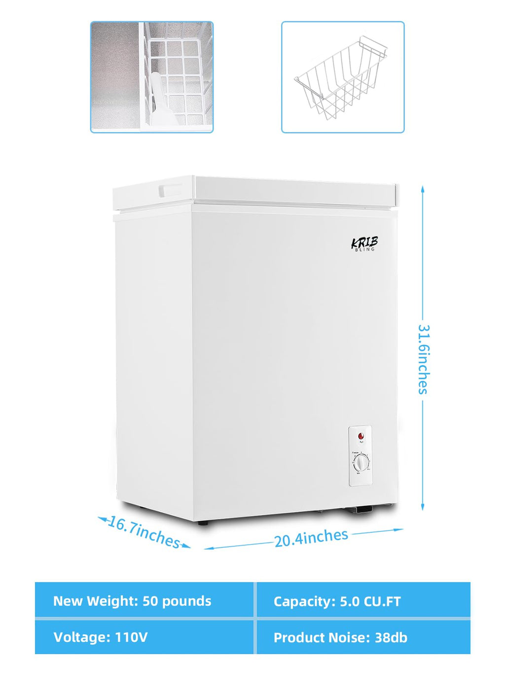White 5.0 cu.ft Chest Freezer M715196