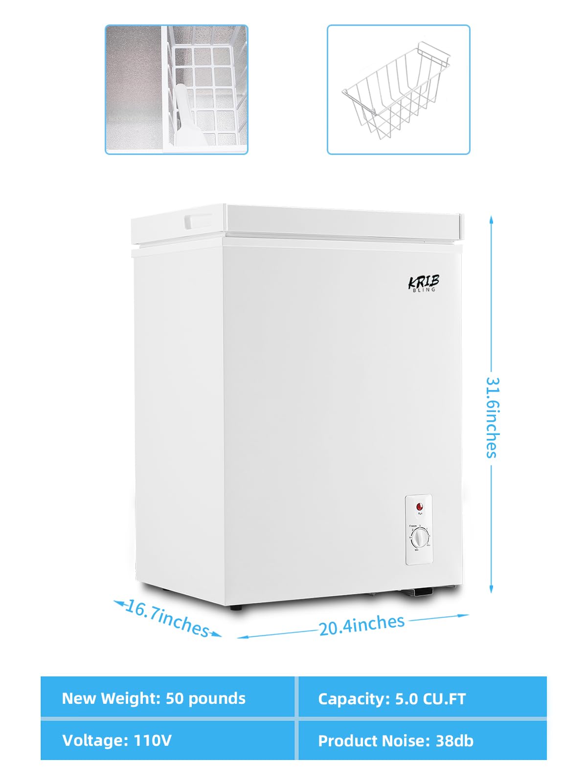 White 5.0 cu.ft Chest Freezer M715196