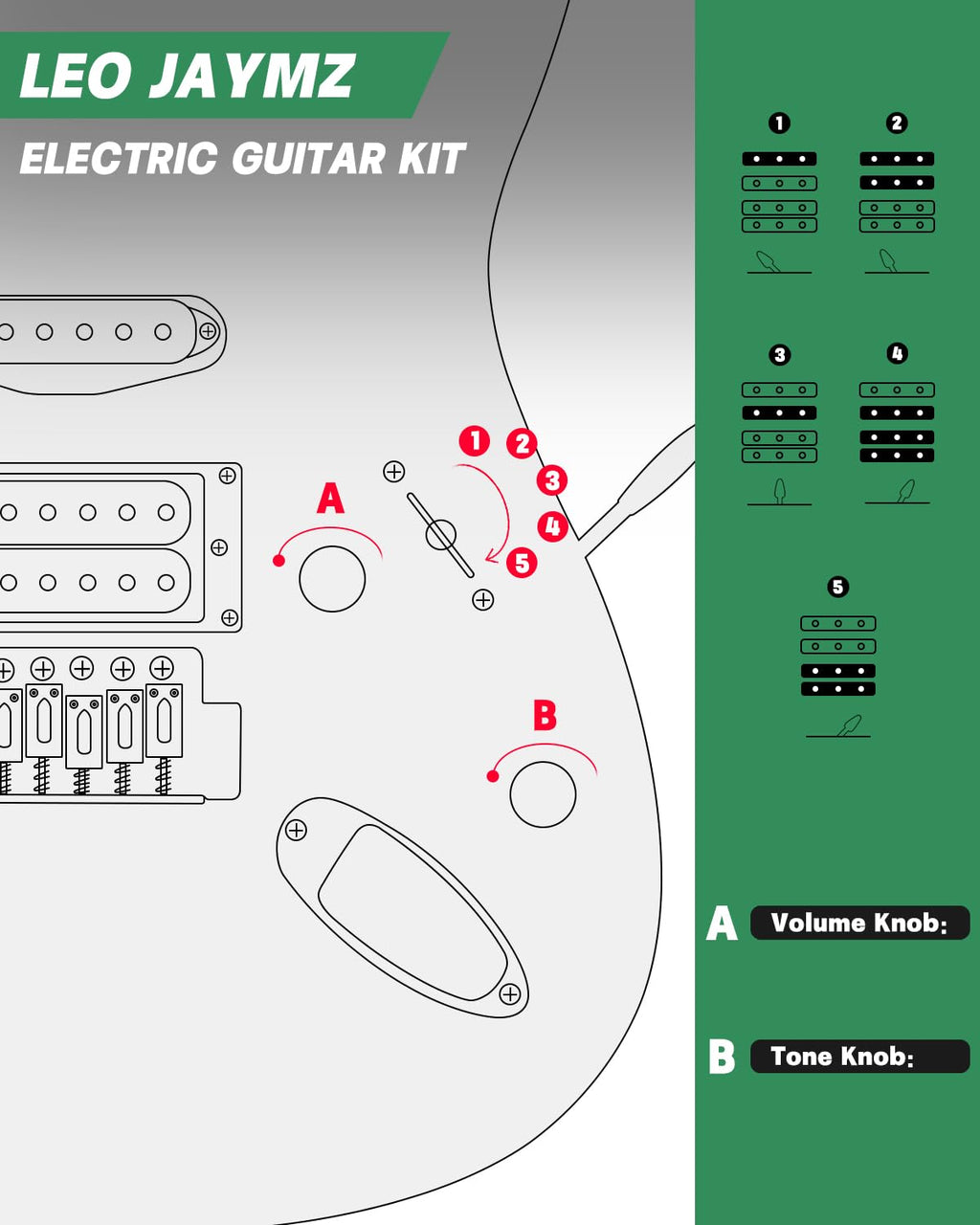 39" Full Size SSH Electric Guitar Starter Kit with Amp W6628