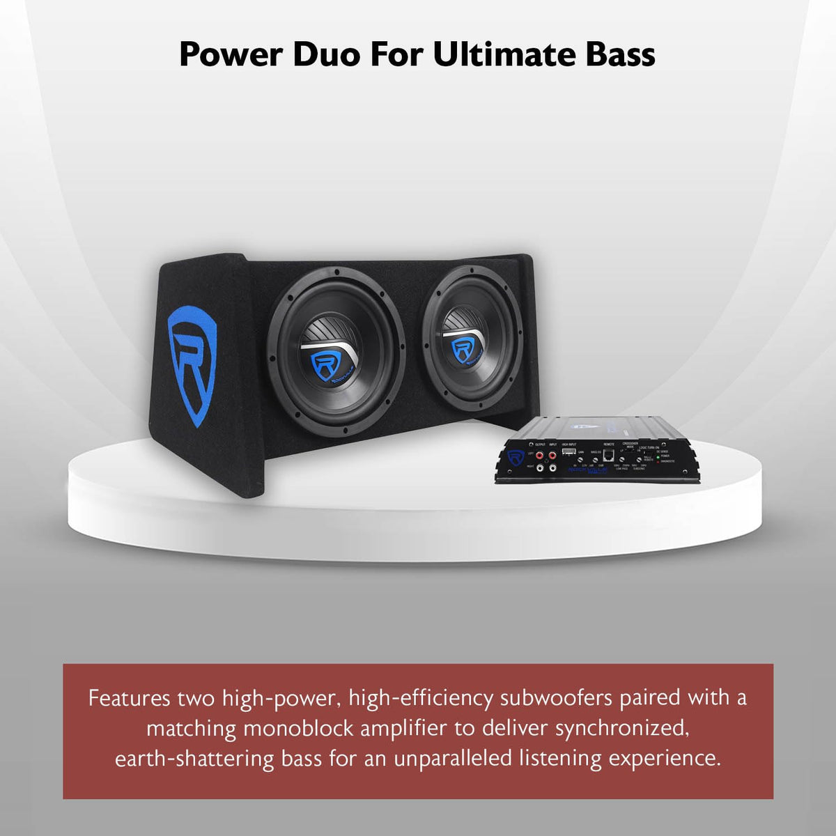 Dual 8" Car Subwoofer Enclosure with Mono Amp & Wiring Kit D922259