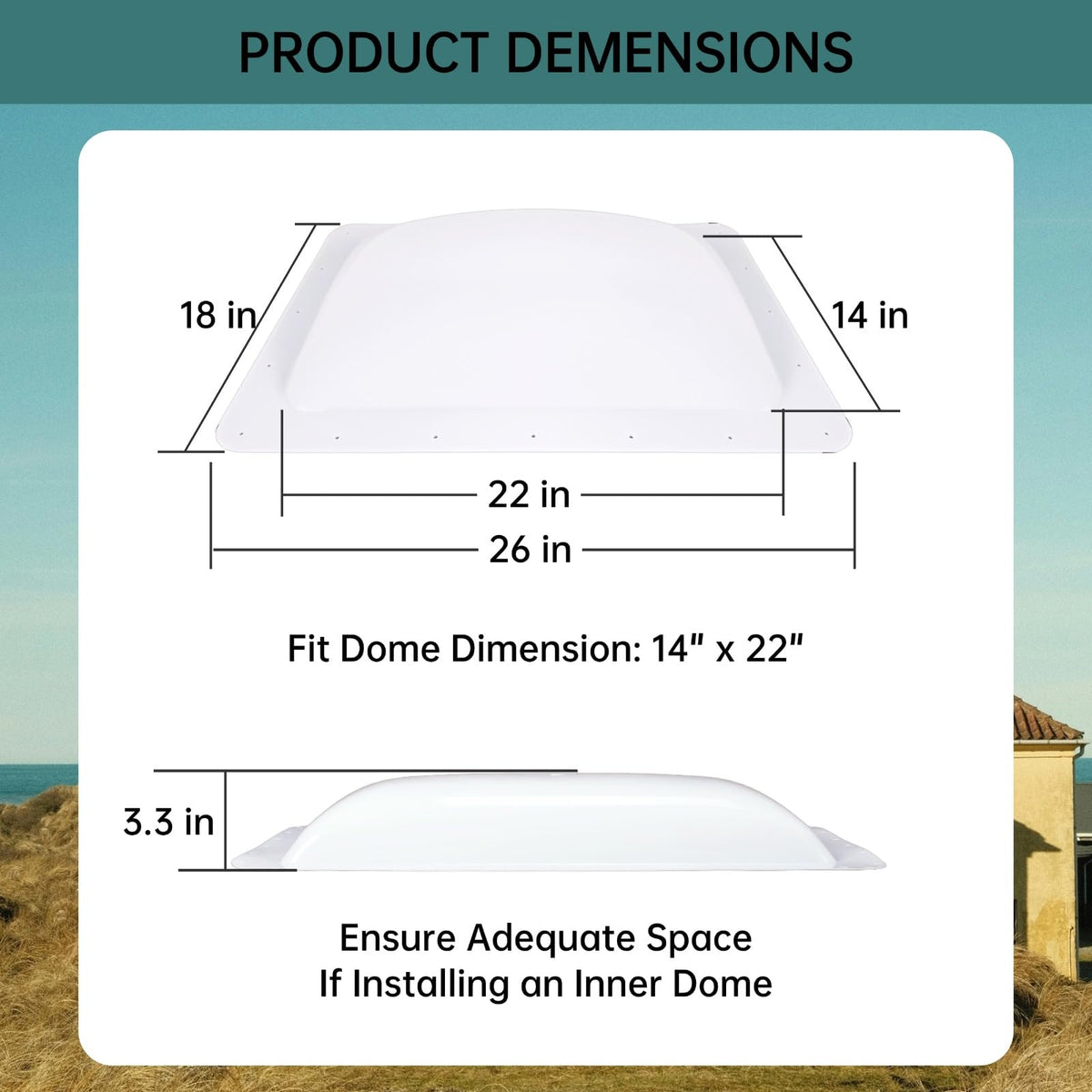 18" x 26" White RV Skylight Replacement M262598