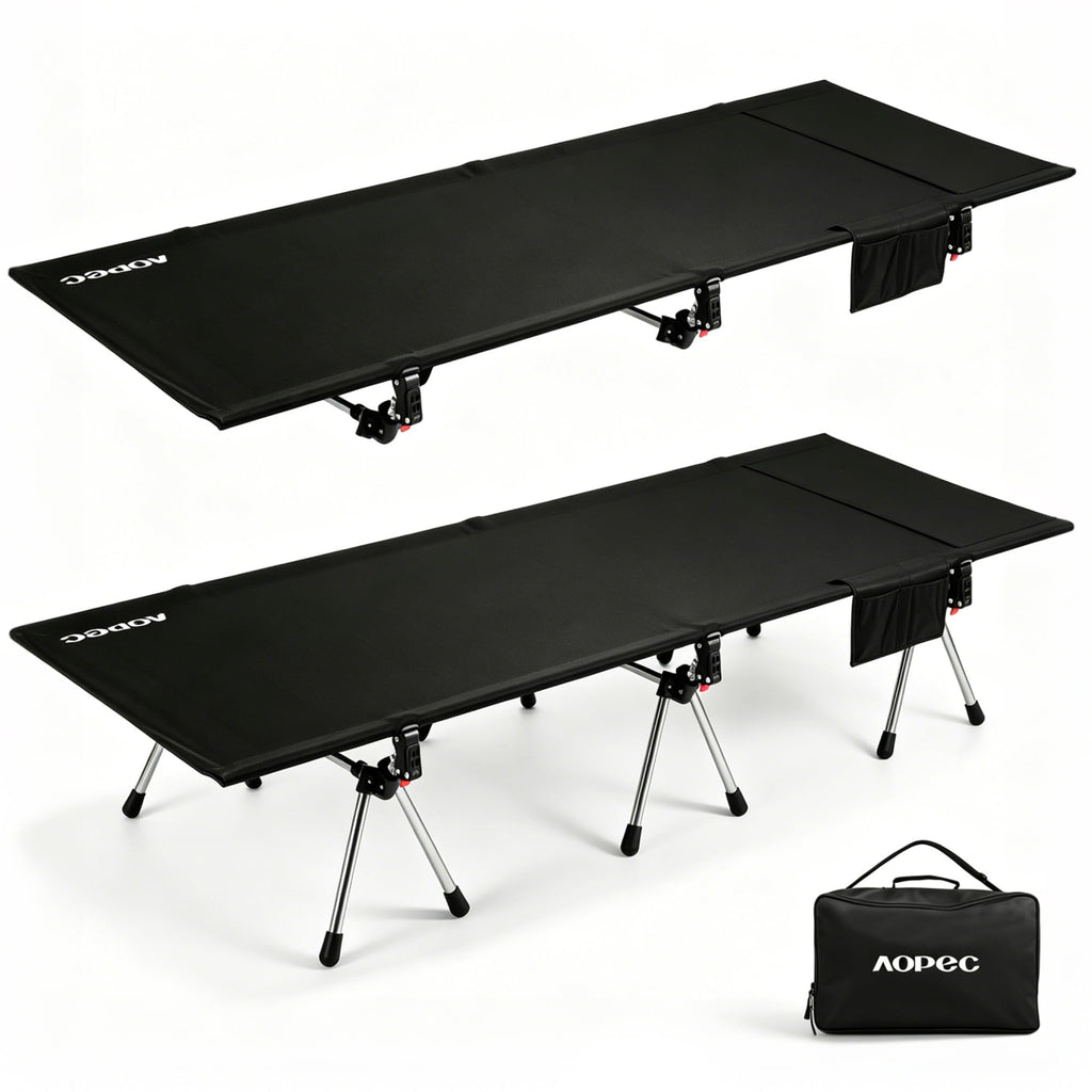 Height Adjustable Black Camping Cot W1752