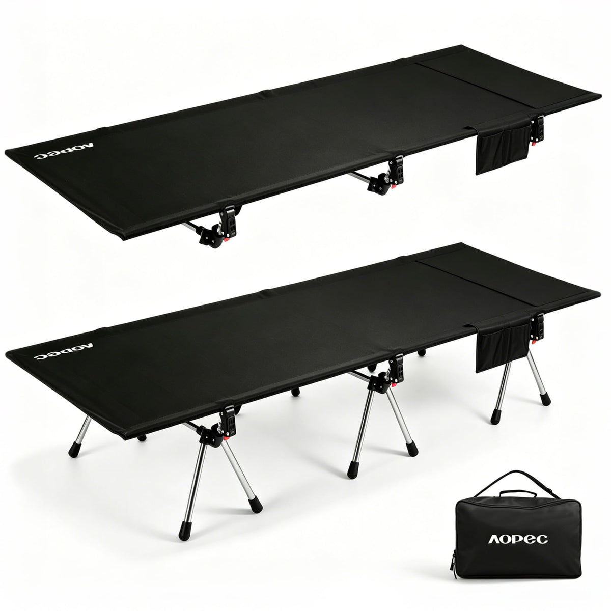 Height Adjustable Black Camping Cot W1752