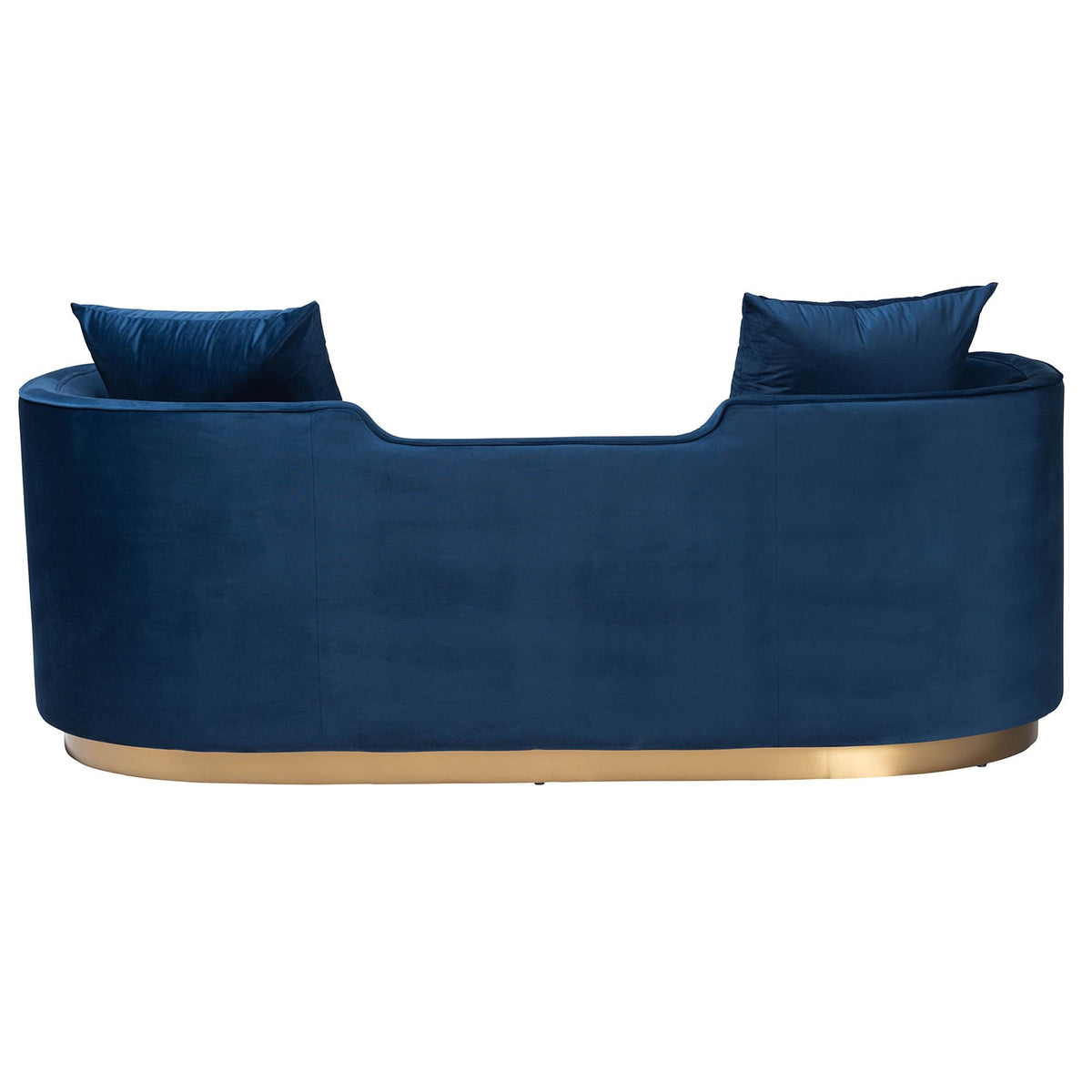 Navy Blue Velvet and Brushed Gold Metal Sofa E8647