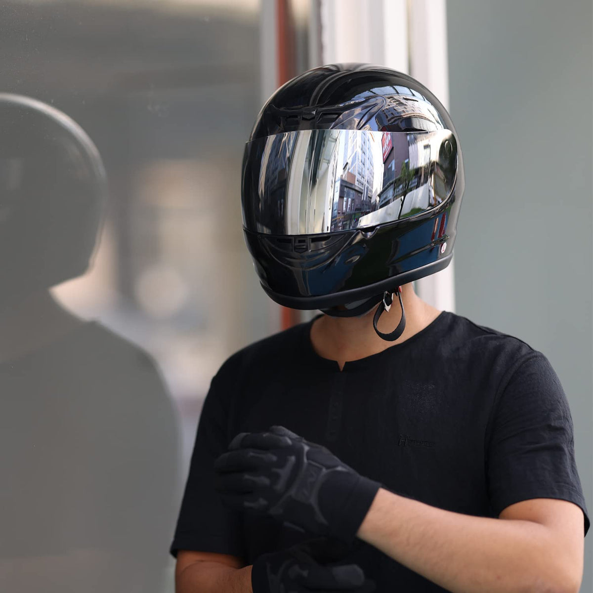 Gloss Black Full Face Motorcycle Helmet X75029
