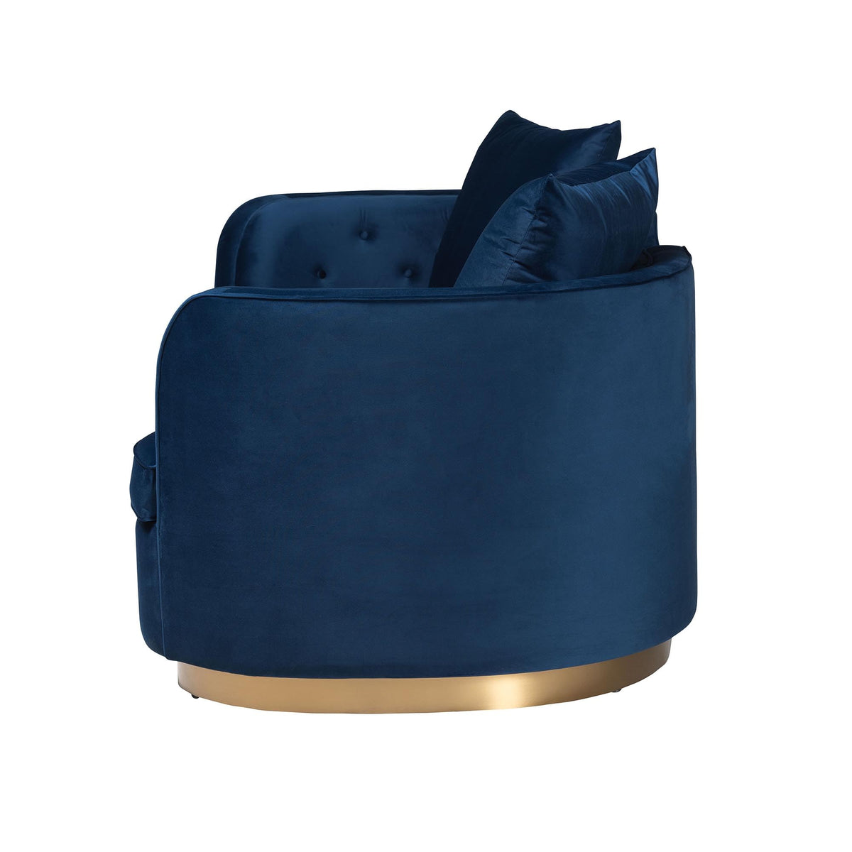 Navy Blue Velvet and Brushed Gold Metal Sofa E8647