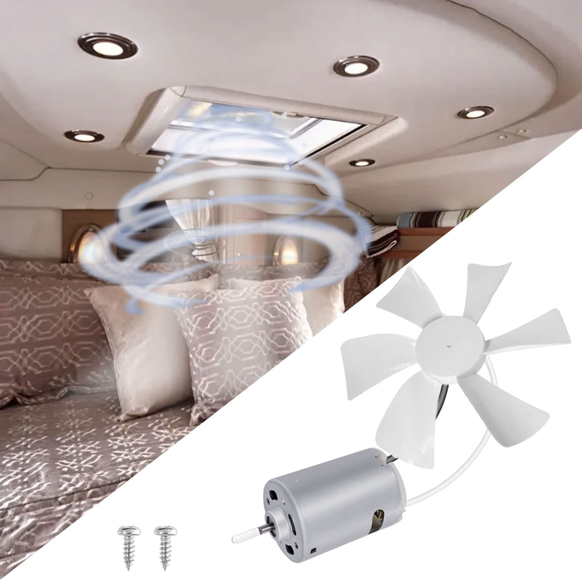 3 Packs 14" White RV Roof Vent Cover Replacement with 6" Fan Blade and 12 Volt Motor A825