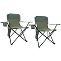 2 Pack Folding Camping Chairs with High Back, 300lbs Capacity, Green L6671