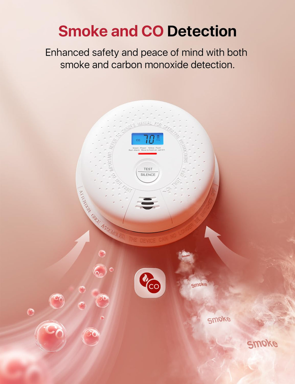 Wireless Interconnected Smoke and Carbon Monoxide Alarm 1-Pack and 3-Pack K606