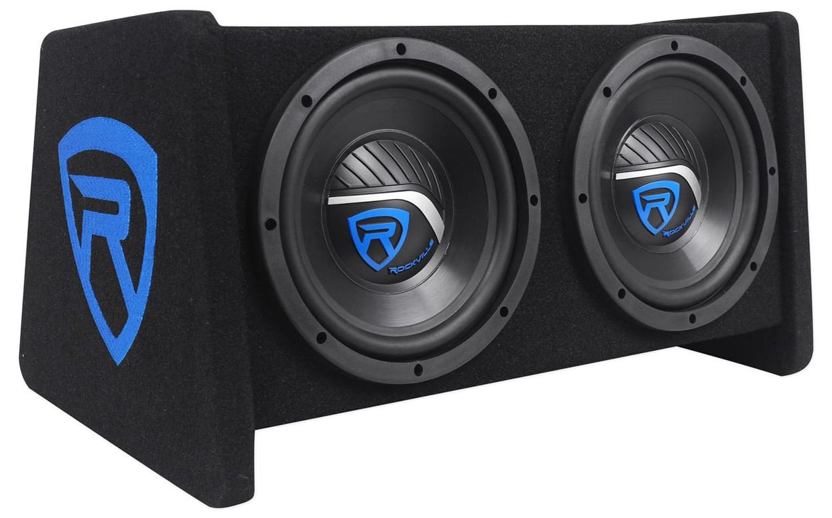 Dual 8" Car Subwoofer Enclosure with Mono Amp & Wiring Kit D922259