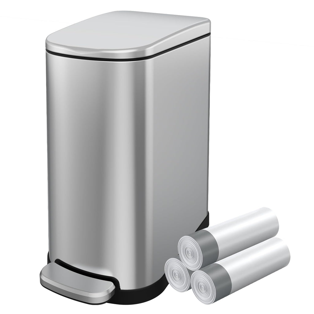 2.6 Gallon Stainless Steel Step Trash Can with Lid Q907