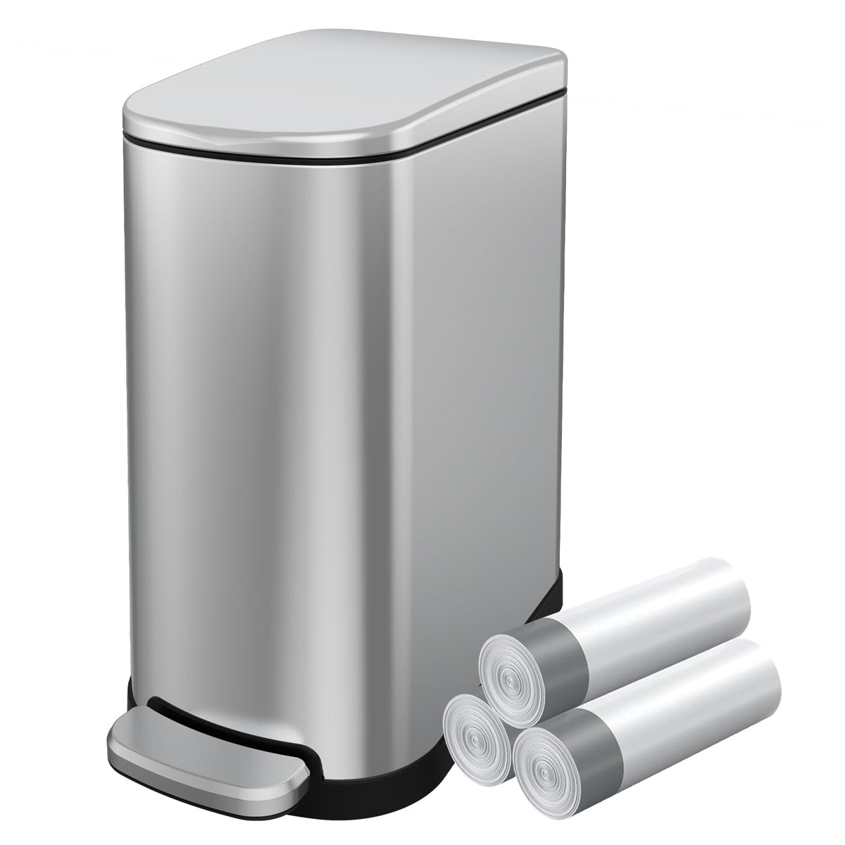 2.6 Gallon Stainless Steel Step Trash Can with Lid Q907