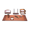 Brown Crocodile Embossed Leather Desk Set O8659