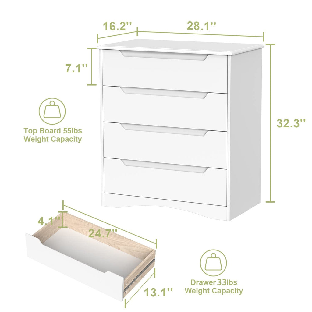 White 4 Drawer Dresser E6828