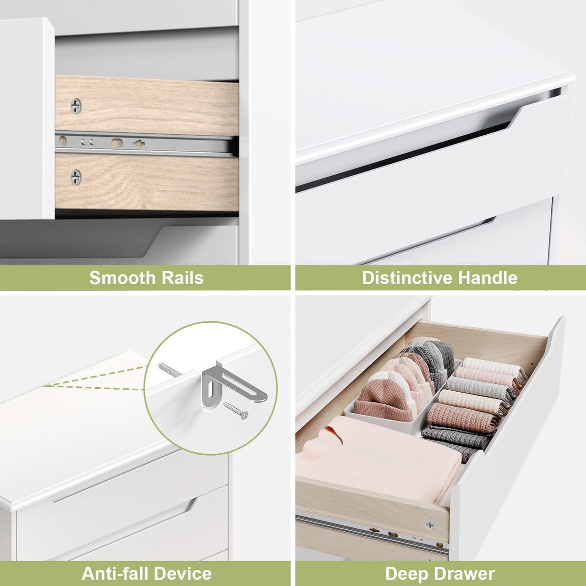 White 4 Drawer Dresser E6828