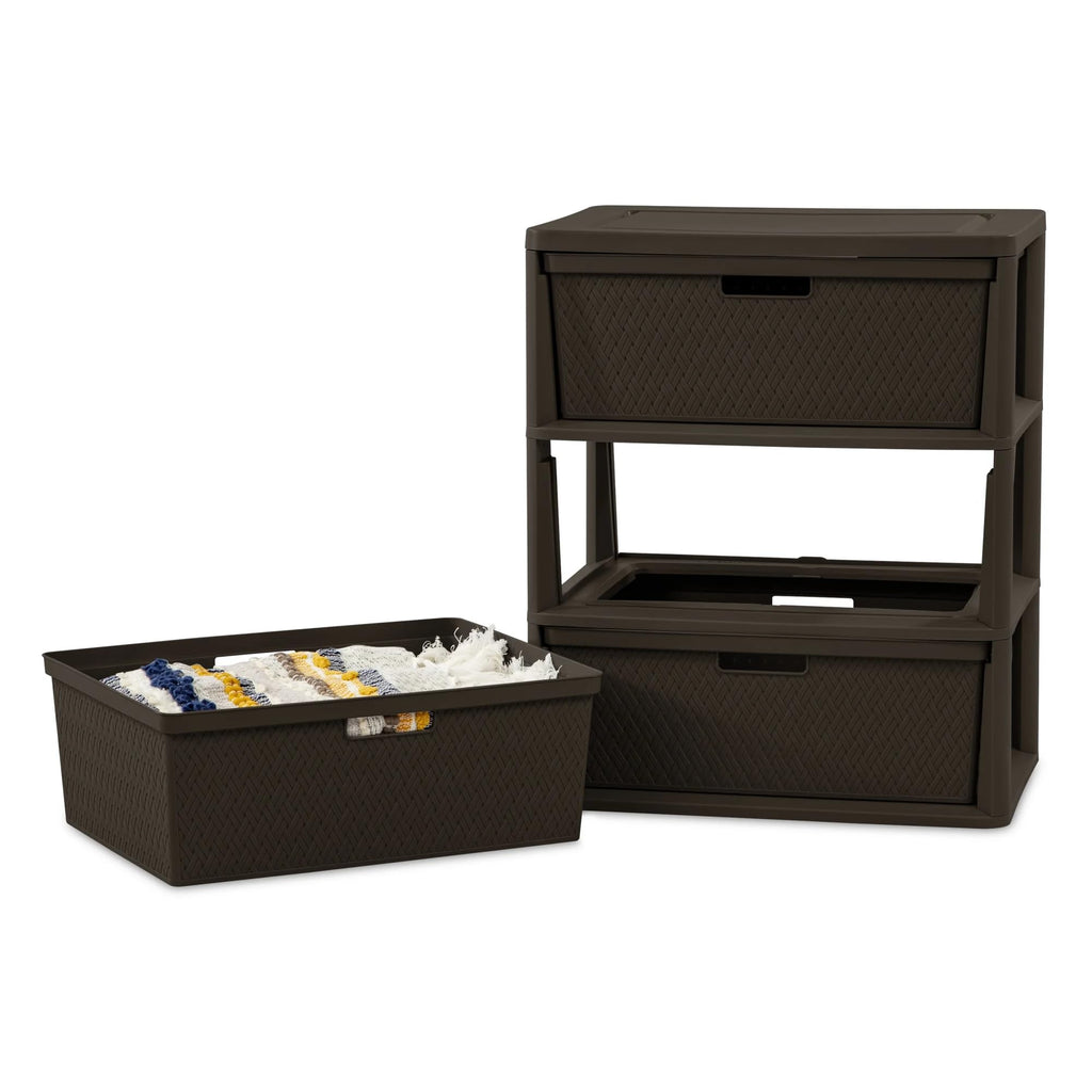 Brown 3 Drawer Plastic Storage Tower T13404