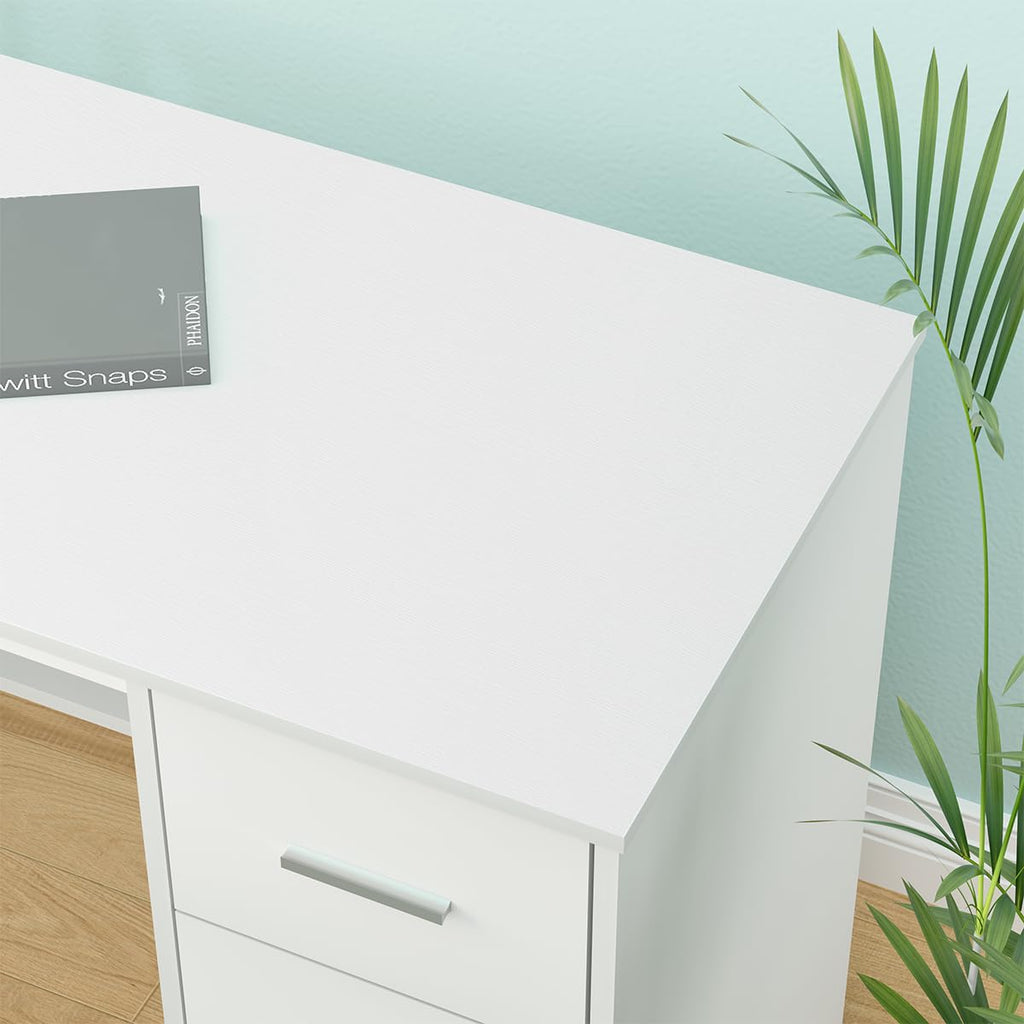 White L Shaped Desk with Drawers M999