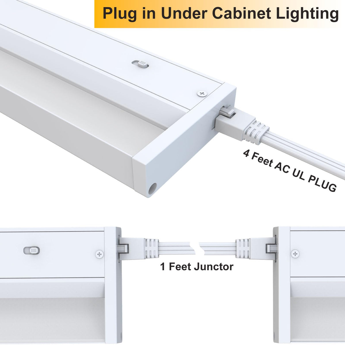 24 Inch LED Under Cabinet Lighting, 3 Color Temperatures, 1200LM Linkable D4627