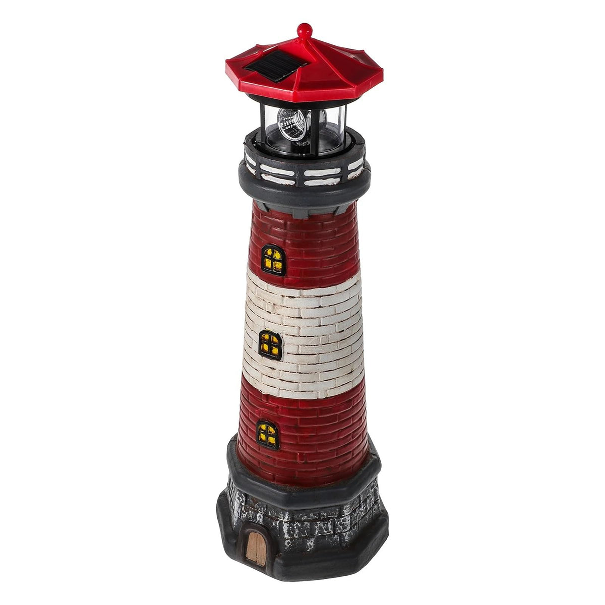 Solar Powered Lighthouse Rotating Beacon Red Resin D6085