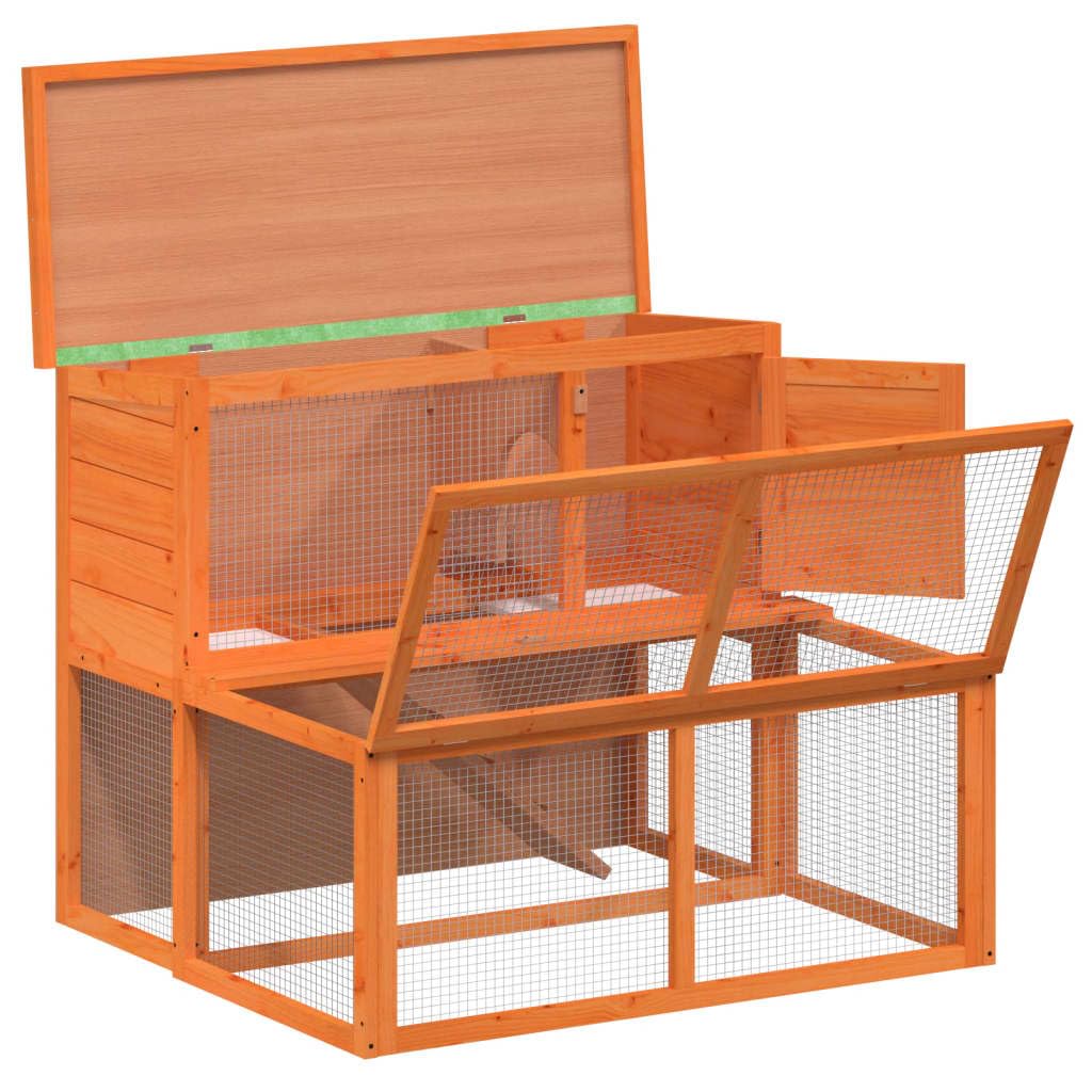 Wooden Rabbit Hutch 2-Tier Small Animal Cage B792433