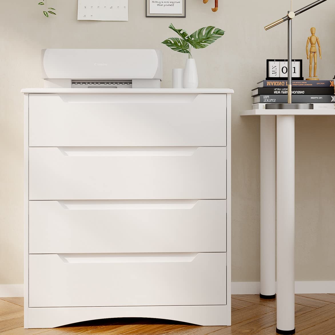 White 4 Drawer Dresser E6828