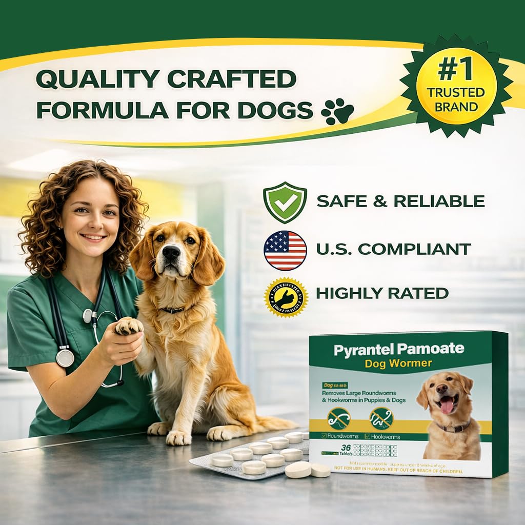 Chewable Pyrantel Pamoate Dog Dewormer 36 Tablets Q122