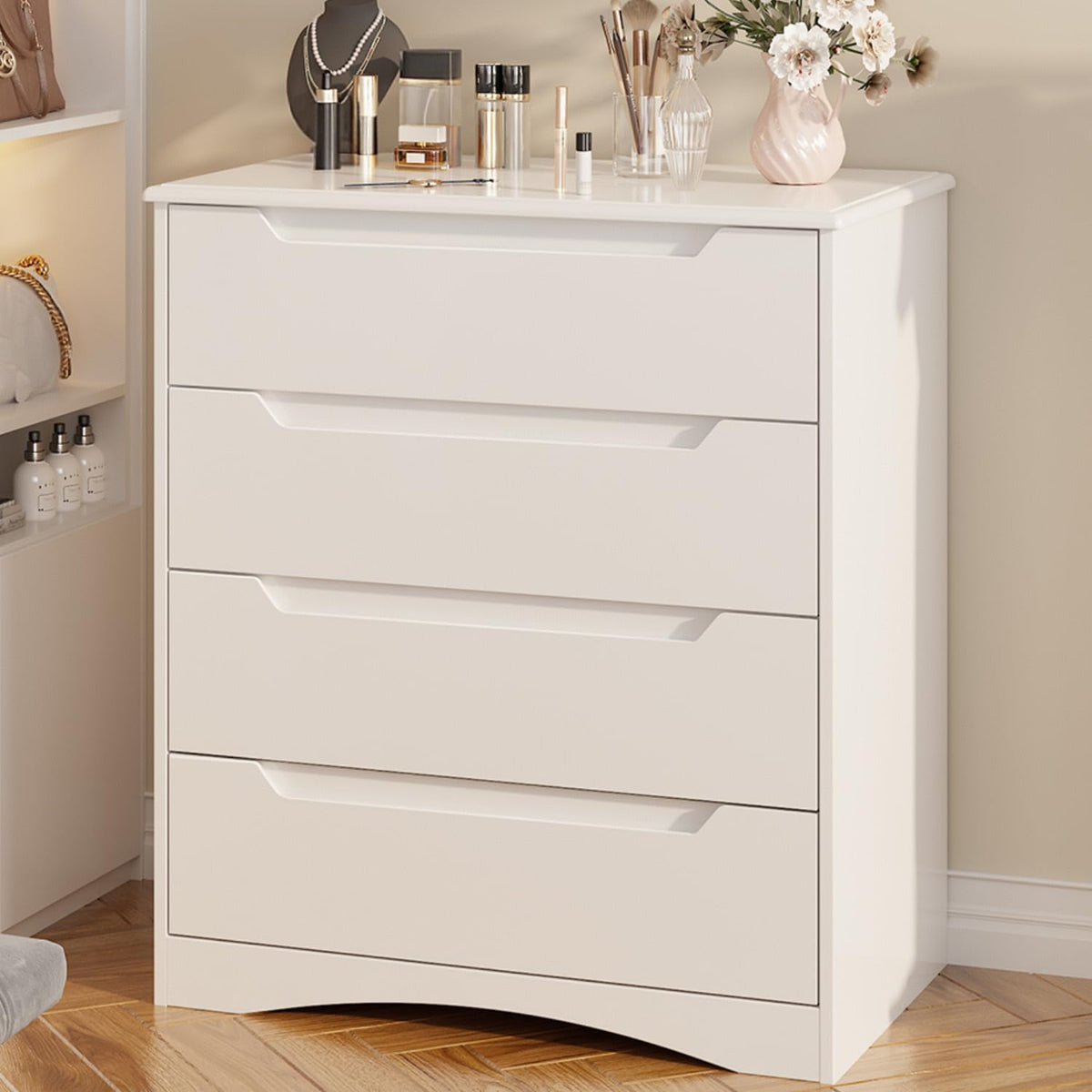 White 4 Drawer Dresser E6828