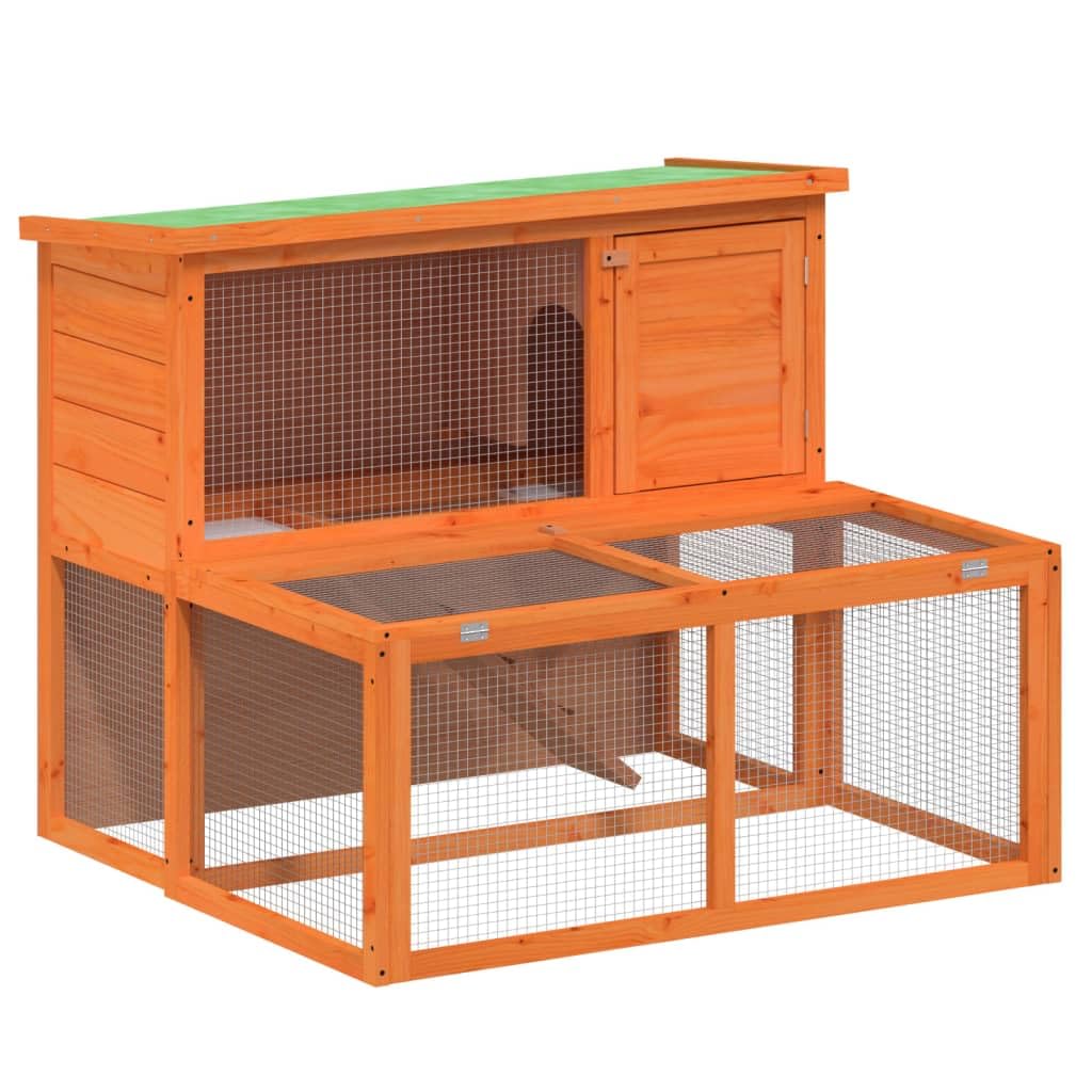 Wooden Rabbit Hutch 2-Tier Small Animal Cage B792433