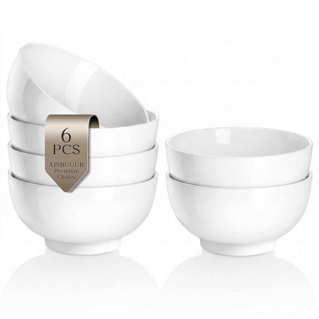 Porcelain Soup Bowls Set of 6, 26 oz White Ceramic Bowls O630