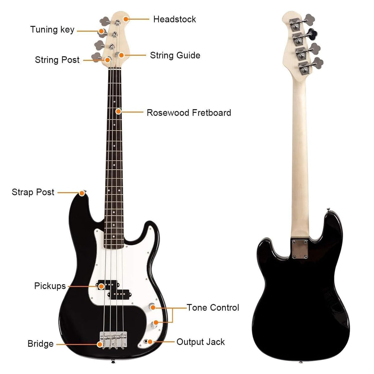 Full Size 4 String Electric Bass Guitar with Bag P341