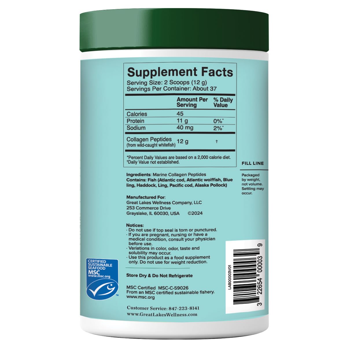Marine Collagen Peptides Unflavored 8 oz A3675