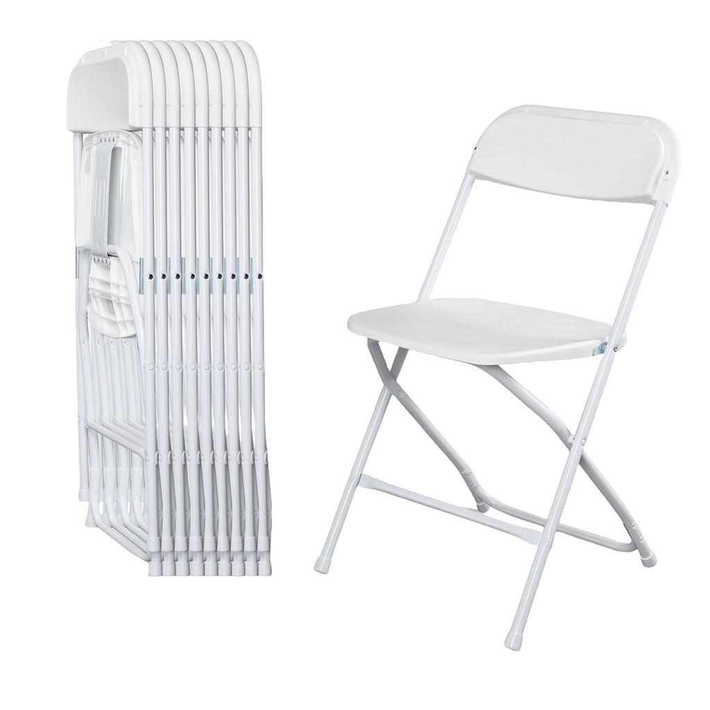 10 Pack White Folding Chairs 350LBS Capacity Steel A843
