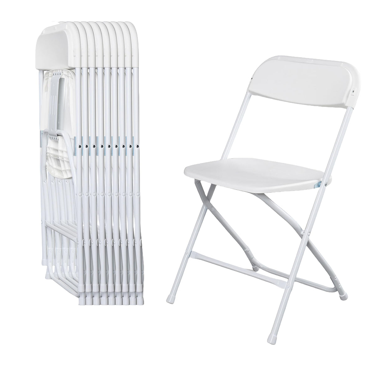 10 Pack White Folding Chairs 350LBS Capacity Steel A843
