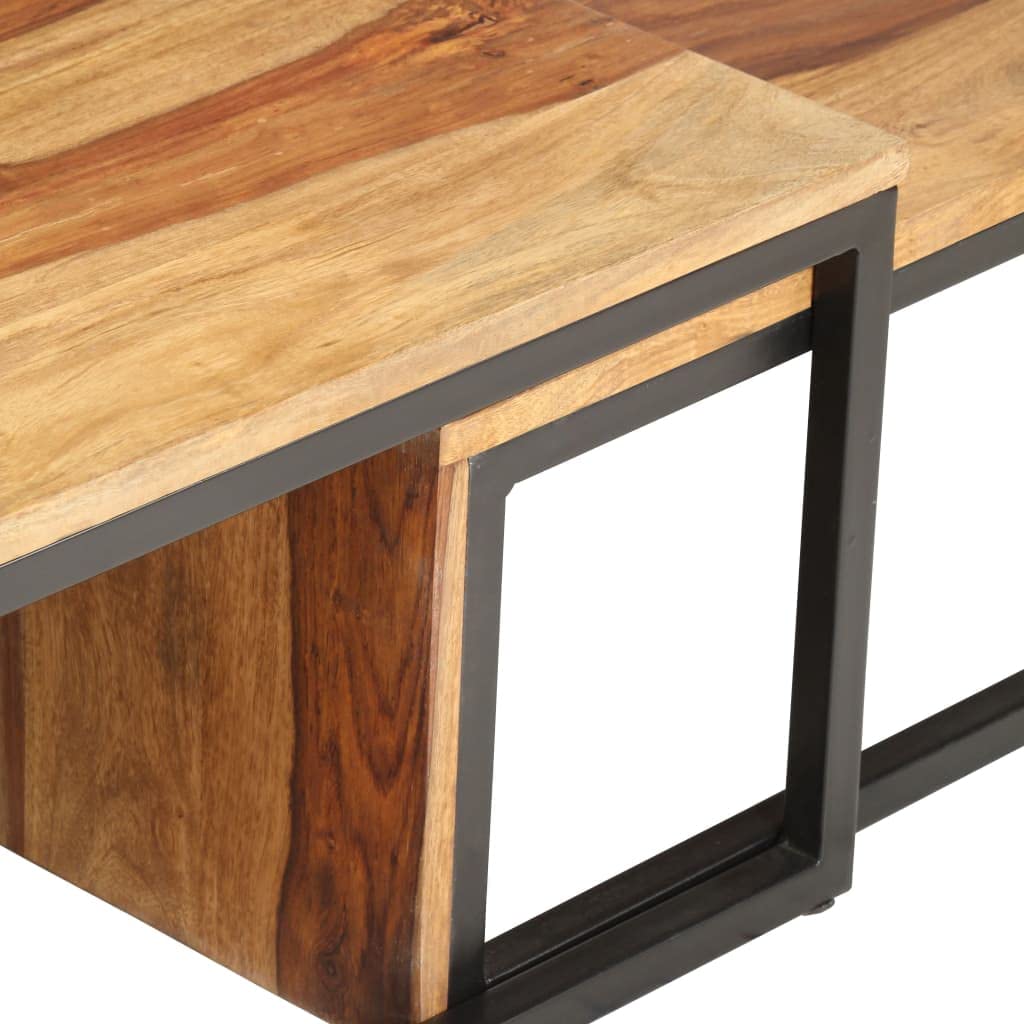2 pcs Solid Sheesham Wood Nesting Tables T68861