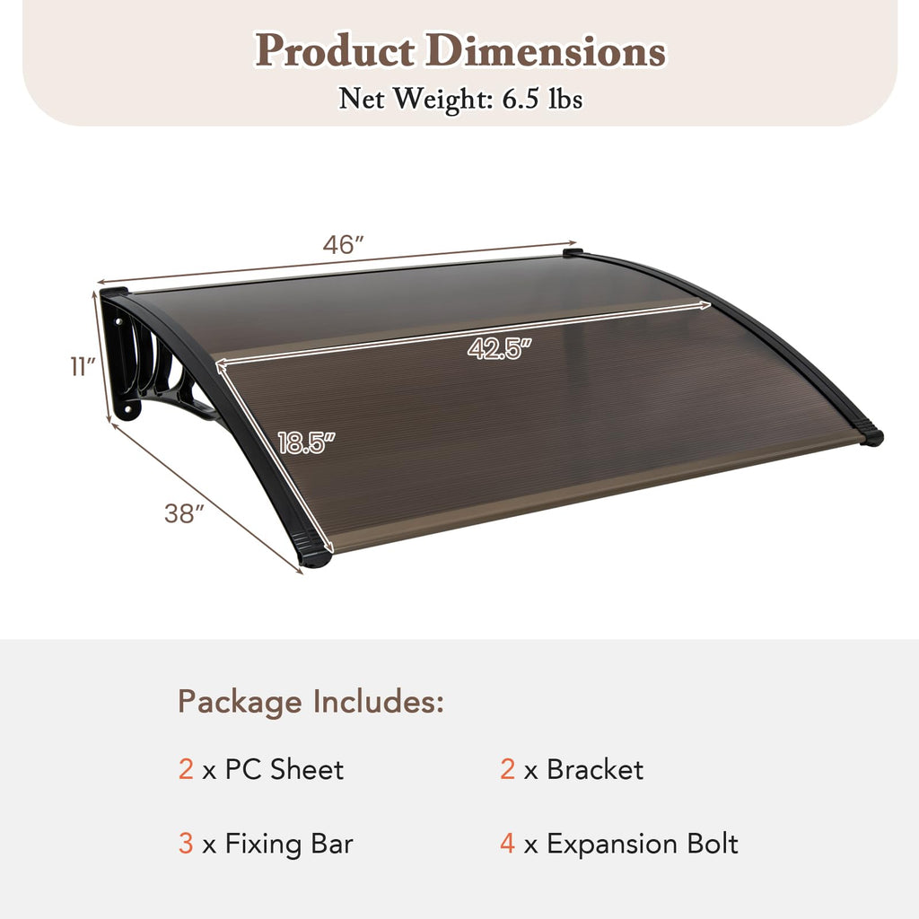 46" x 38" Polycarbonate Door Awning Canopy Y81710
