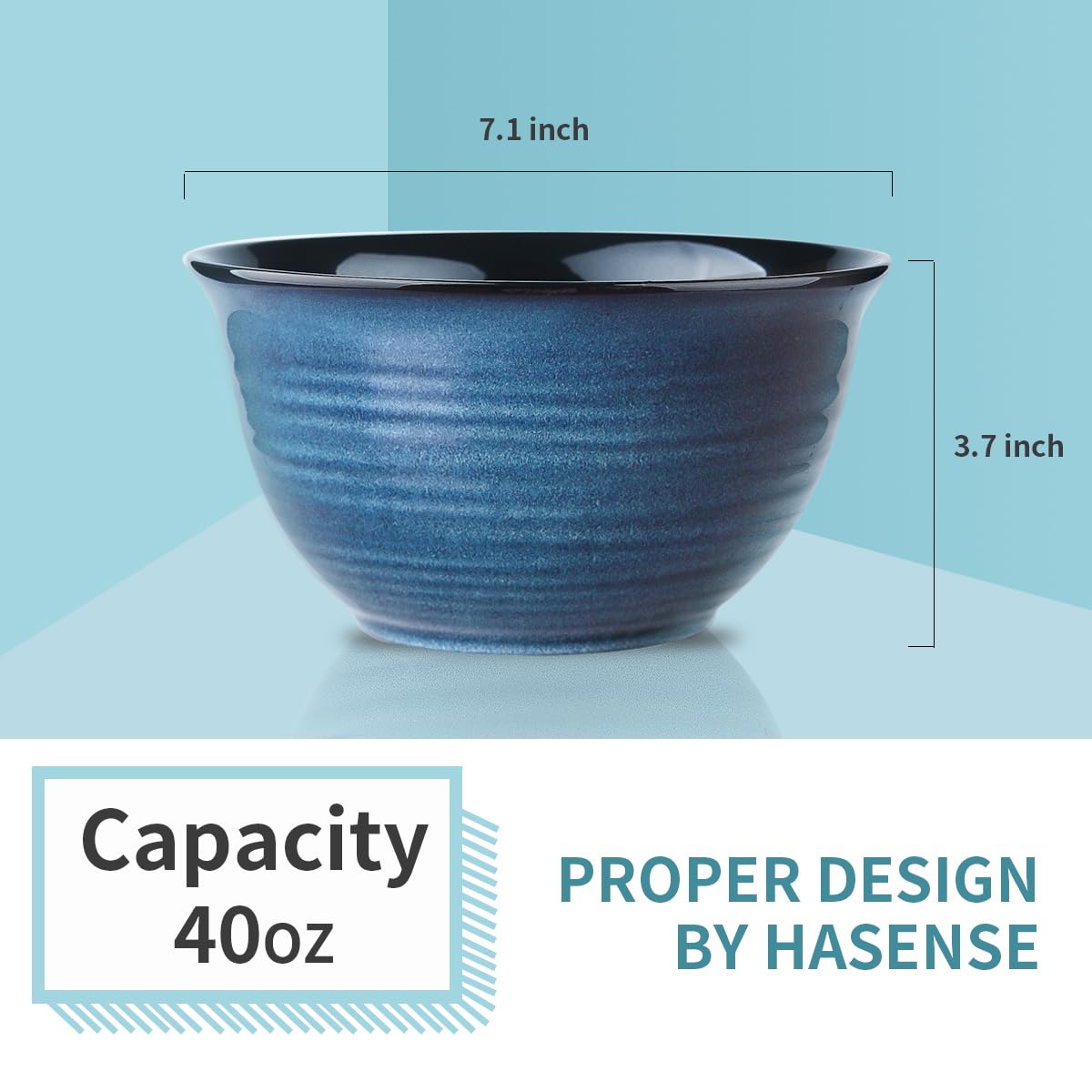 Ceramic Soup Bowls Set of 4, 40 Ounce Navy Blue Q962594