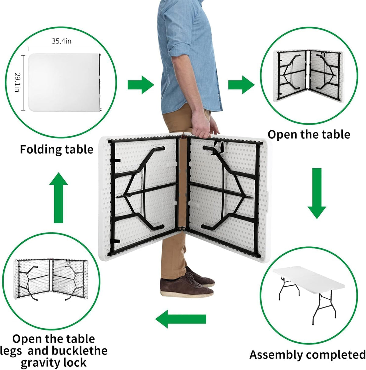 White 6FT Folding Table H2736