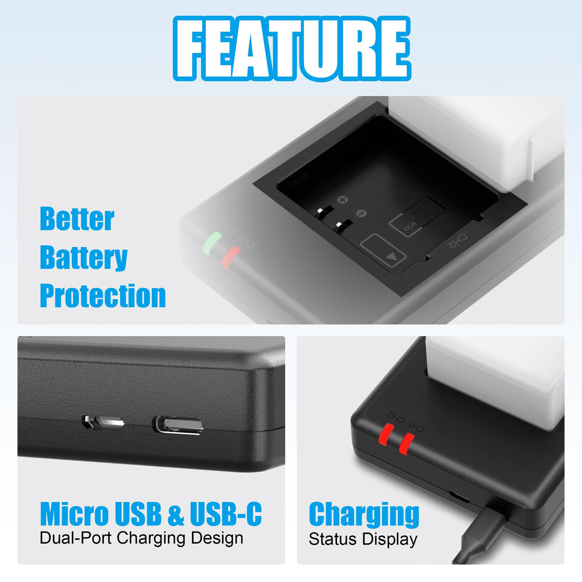 4800mAh Batteries with Dual Battery Charger U909