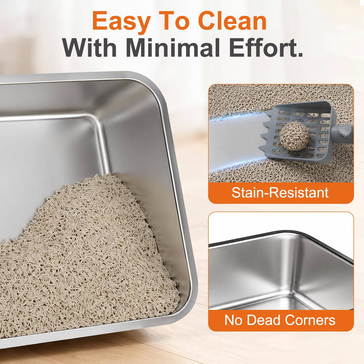Stainless Steel High Sided Cat Litter Box with Lid X78777