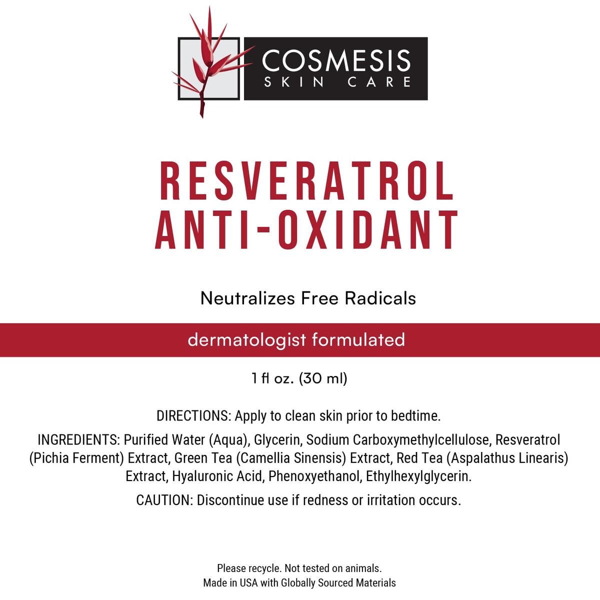 Resveratrol Antioxidant Serum with Tea Polyphenols, 1 fl oz C773