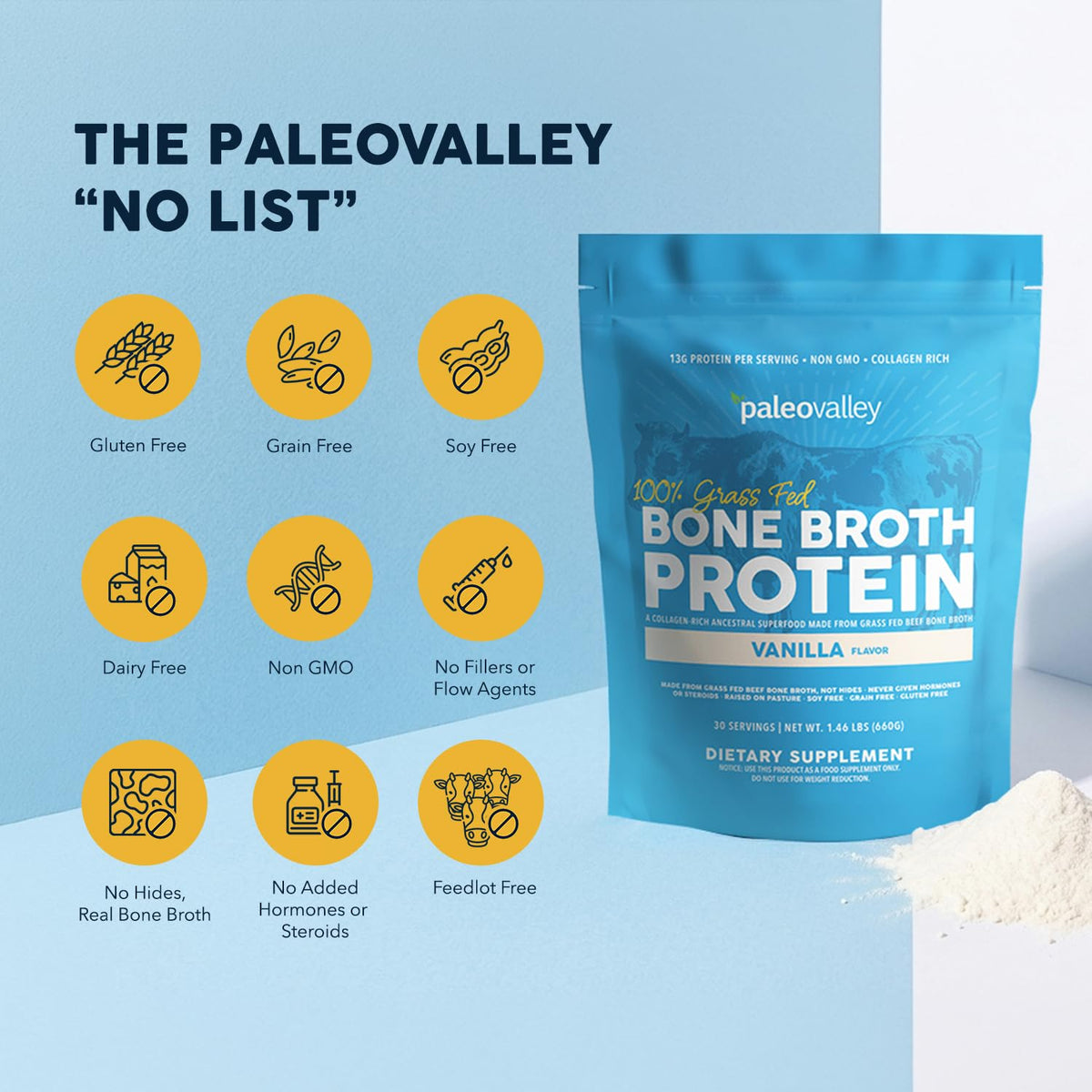 Grass Fed Bone Broth Protein Powder Vanilla P706