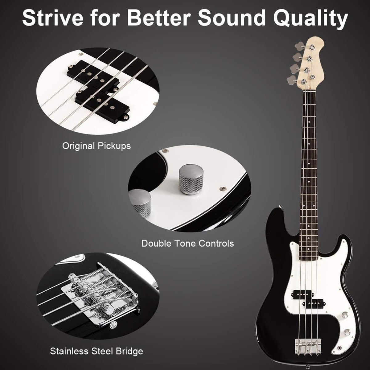 Full Size 4 String Electric Bass Guitar with Bag P341