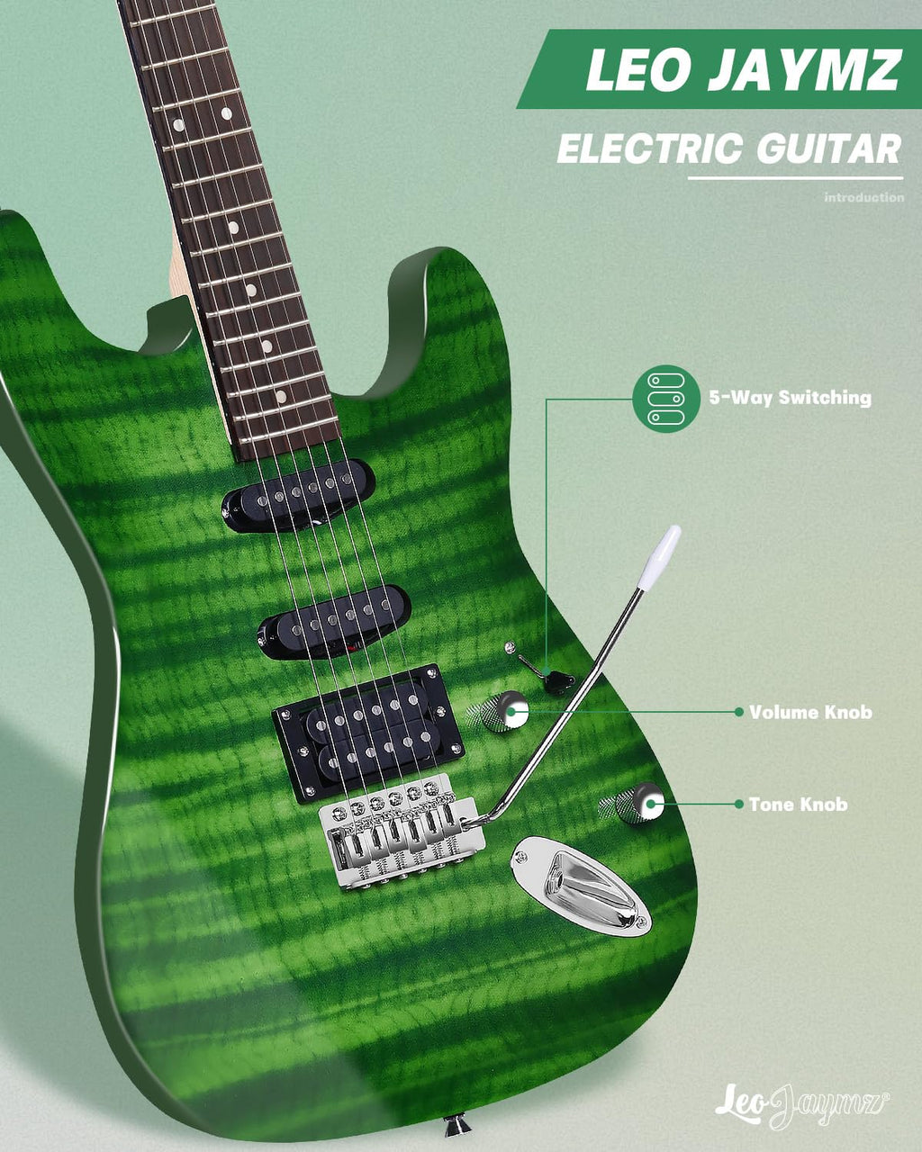 39" Full Size SSH Electric Guitar Starter Kit with Amp W6628