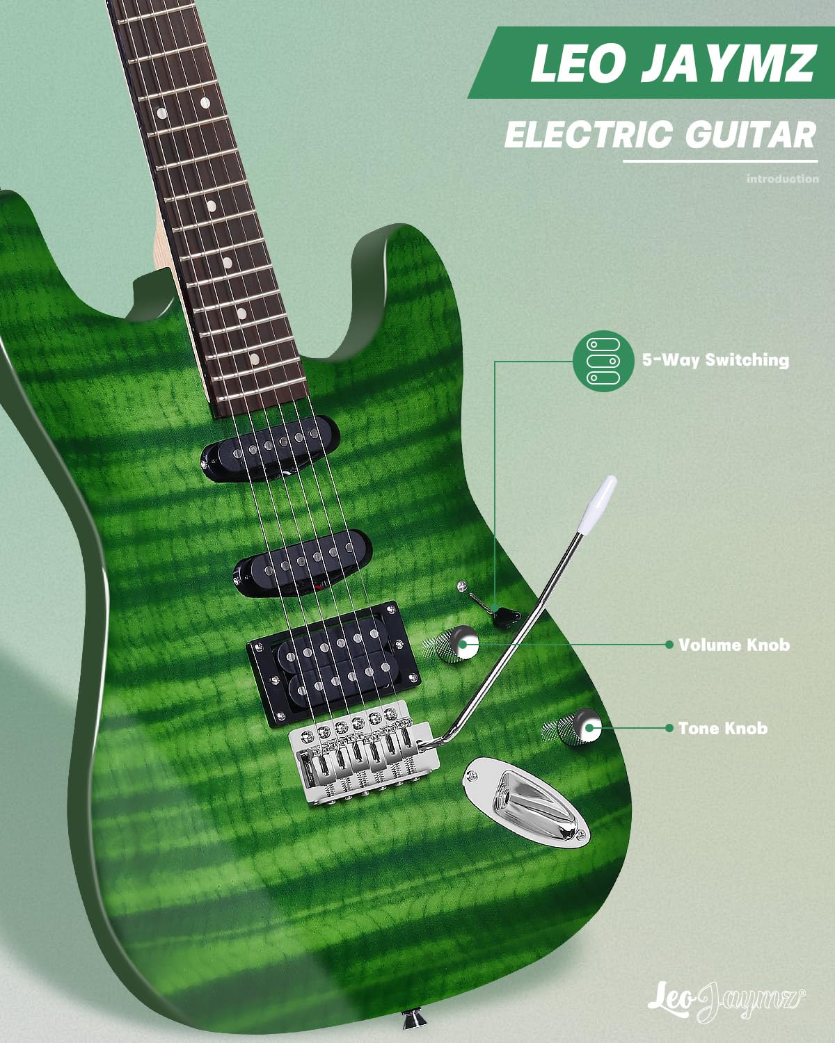 39" Full Size SSH Electric Guitar Starter Kit with Amp W6628