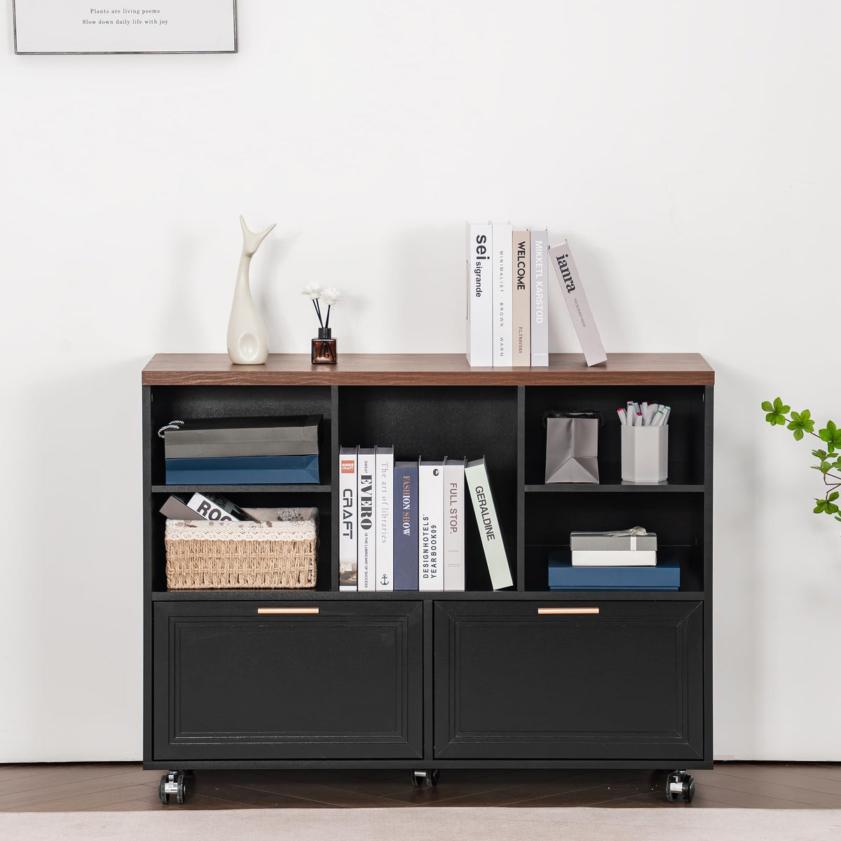 39.3" Lateral File Cabinet with Wheels, 2 Drawers K119